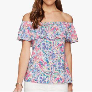 Lilly Pulitzer La fortuna dancing on deck off the shoulder shirt